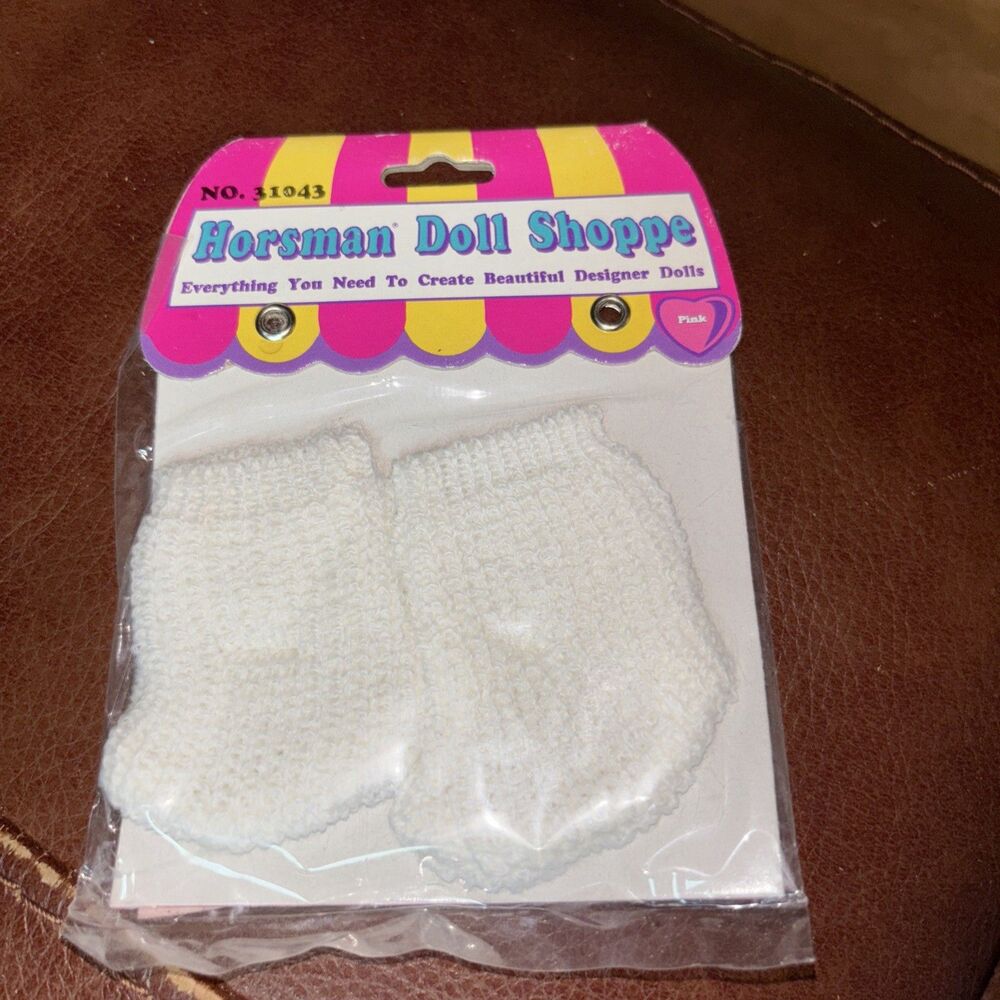 Horseman Doll Shoppe White Doll Booties fits 18" Dolls. # 31043 Vintage NOS 1993